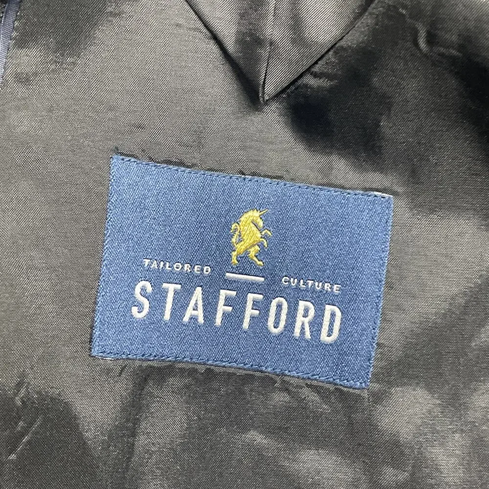 Stafford Men's Sport Coat Blazer Two Button Black Coolmax All Season Classic 52R